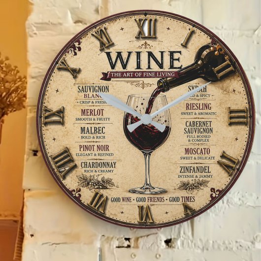 Wine Guide The Art of Fine Living ラージ壁時計
