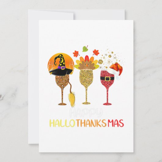 Wine Hallothanksmas Halloween Christmas Thanksgivi 招待状 (正面)