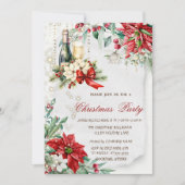 Wine Holly Berry Poinsettia Company Christmas 招待状 (正面)