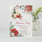 Wine Holly Berry Poinsettia Company Christmas 招待状 (スタンド正面)