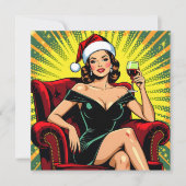 Wine Humor | Personalized Retro Pop Art Christmas シーズンカード (正面)