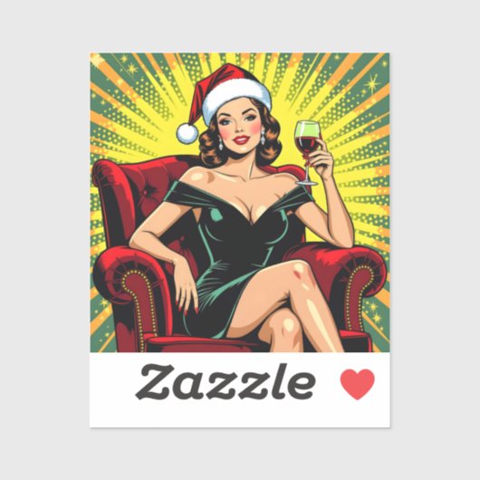 Wine Humor Retro Pop Art Christmas シール (シート)