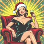 Wine Humor Retro Pop Art Christmas シール (正面)