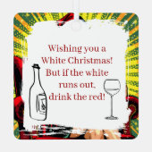 Wine Humor Retro Pop Art Christmas メタルオーナメント (裏面)