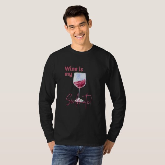 Wine Is My Soulmate Single Valentine's Day Tシャツ (正面フル)