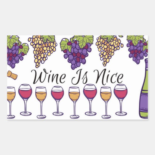 Wine Is Nice Sticker 長方形シール (正面)