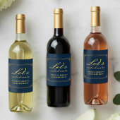 Wine Label Chic Luxury Navy Gold 80th Birthday ワインラベル