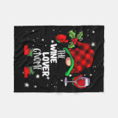 Wine Lover Gnome Red Buffalo Plaid Matching Family フリースブランケット (正面(横))