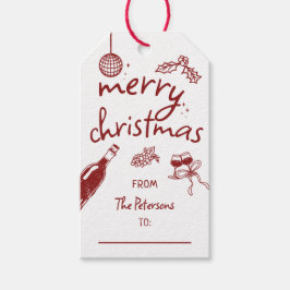 Wine Lover Holiday Christmas Tasting Party Custom ギフトタグ