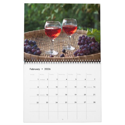 Wine Lovers Calendar カレンダー (2月 2026)