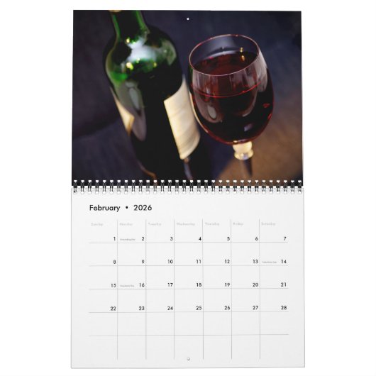 Wine Lovers Calendar カレンダー (2月 2026)