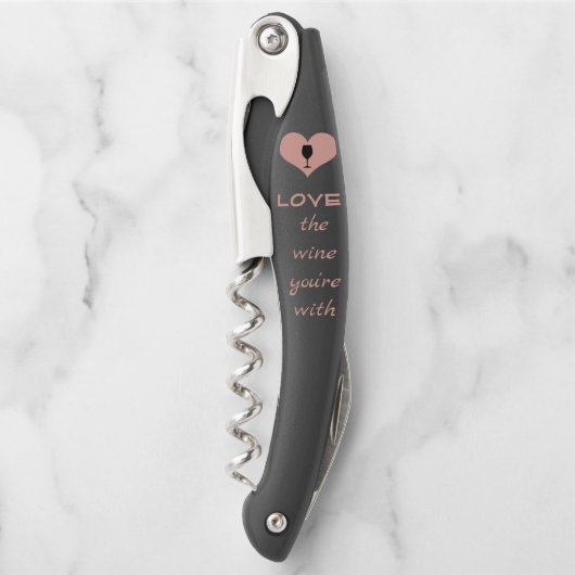 Wine Lovers Quote Pink and Black Personalised ソムリエナイフ (正面)