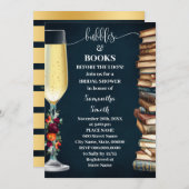 Wine Navy Bubbles & Book Before I do Bridal Shower 招待状 (正面/裏面)