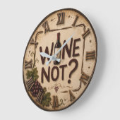 Wine Not? Funny Wine Lover ラージ壁時計 (傾斜)