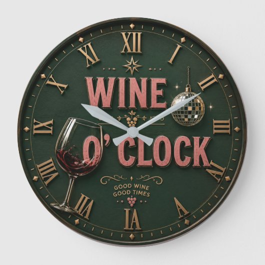 Wine O'Clock Elegant Home Bar ラージ壁時計 (正面)