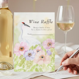 Wine Raffle Bridal Shower Whooping Crane Anemones エンクロージャーカード