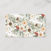 Wine Raffle Ticket Shower Card White Winter Floral プレイスカード (裏面)