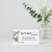 Wine Raffle Ticket Shower Card White Winter Floral プレイスカード (スタンド正面)
