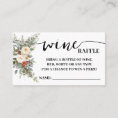 Wine Raffle Ticket Shower Card White Winter Floral プレイスカード (正面)