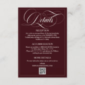 Wine Red Elegant Calligraphy Wedding Details エンクロージャーカード (正面)