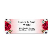 Wine Red Floral Return Address Labels ラベル (正面)