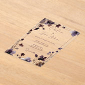 Wine Red Plum Mauve Fall Floral Wedding アクリル招待状 (レイダウン)