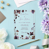 Wine Red Plum Mauve Fall Floral Wedding アクリル招待状 (インサイチュ (ウェディング))
