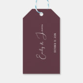 Wine Red Plum Mauve Fall Floral Wedding ギフトタグ (裏面)