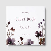 Wine Red Plum Mauve Fall Floral Wedding ゲストブック (正面)