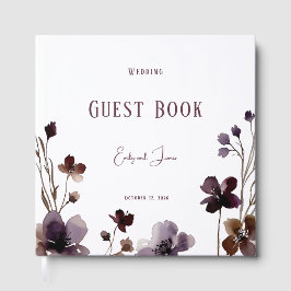 Wine Red Plum Mauve Fall Floral Wedding ゲストブック