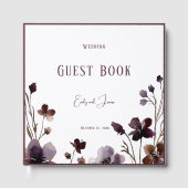 Wine Red Plum Mauve Fall Floral Wedding ゲストブック (正面)