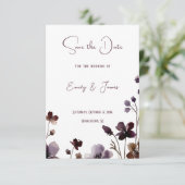 Wine Red Plum Mauve Fall Floral Wedding セーブザデート (スタンド正面)