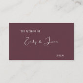 Wine Red Plum Mauve Fall Floral Wedding プレイスカード (裏面)