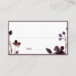 Wine Red Plum Mauve Fall Floral Wedding プレイスカード