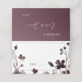 Wine Red Plum Mauve Fall Floral Wedding プレイスカード (外部開封)
