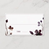 Wine Red Plum Mauve Fall Floral Wedding プレイスカード (正面)