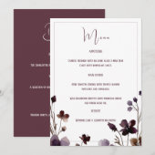 Wine Red Plum Mauve Fall Floral Wedding メニュー (正面/裏面)