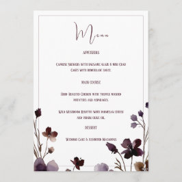 Wine Red Plum Mauve Fall Floral Wedding メニュー