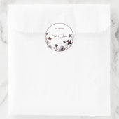 Wine Red Plum Mauve Fall Floral Wedding ラウンドシール (バッグ)