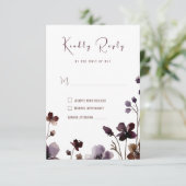 Wine Red Plum Mauve Fall Floral Wedding 出欠カード (スタンド正面)