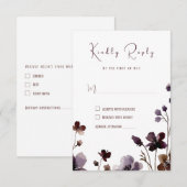 Wine Red Plum Mauve Fall Floral Wedding 出欠カード (正面/裏面)