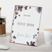 Wine Red Plum Mauve Fall Floral Wedding 台座サイン (インサイチュ)