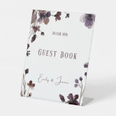 Wine Red Plum Mauve Fall Floral Wedding 台座サイン (正面)