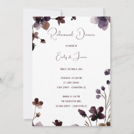 Wine Red Plum Mauve Fall Floral Wedding 招待状