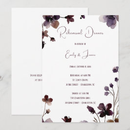Wine Red Plum Mauve Fall Floral Wedding 招待状