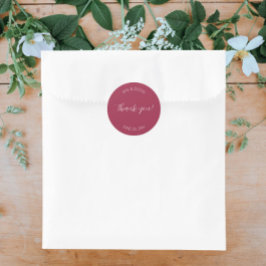 Wine Red Stylized'結婚S Thank You ラウンドシール