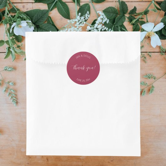 Wine Red Stylized'結婚S Thank You ラウンドシール