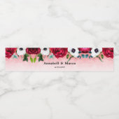 Wine Red White Floral  ペットボトルラベル (シングルラベル)