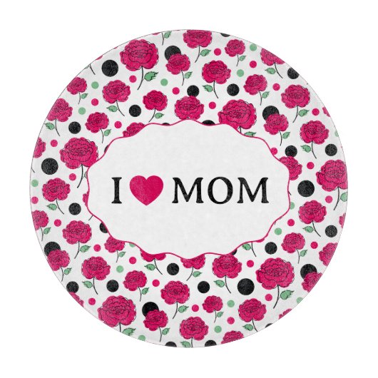 Wine Rose Green Polka Dot Graphic Pattern Modern   カッティングボード (正面)