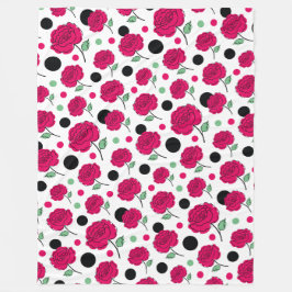 Wine Rose Green Polka Dot Graphic Pattern Modern   フリースブランケット